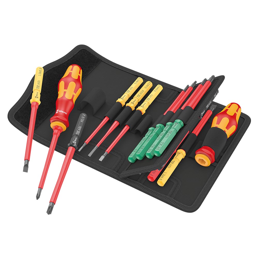 德國Wera絕緣VDE彩⾊起⼦頭17件-帆布包