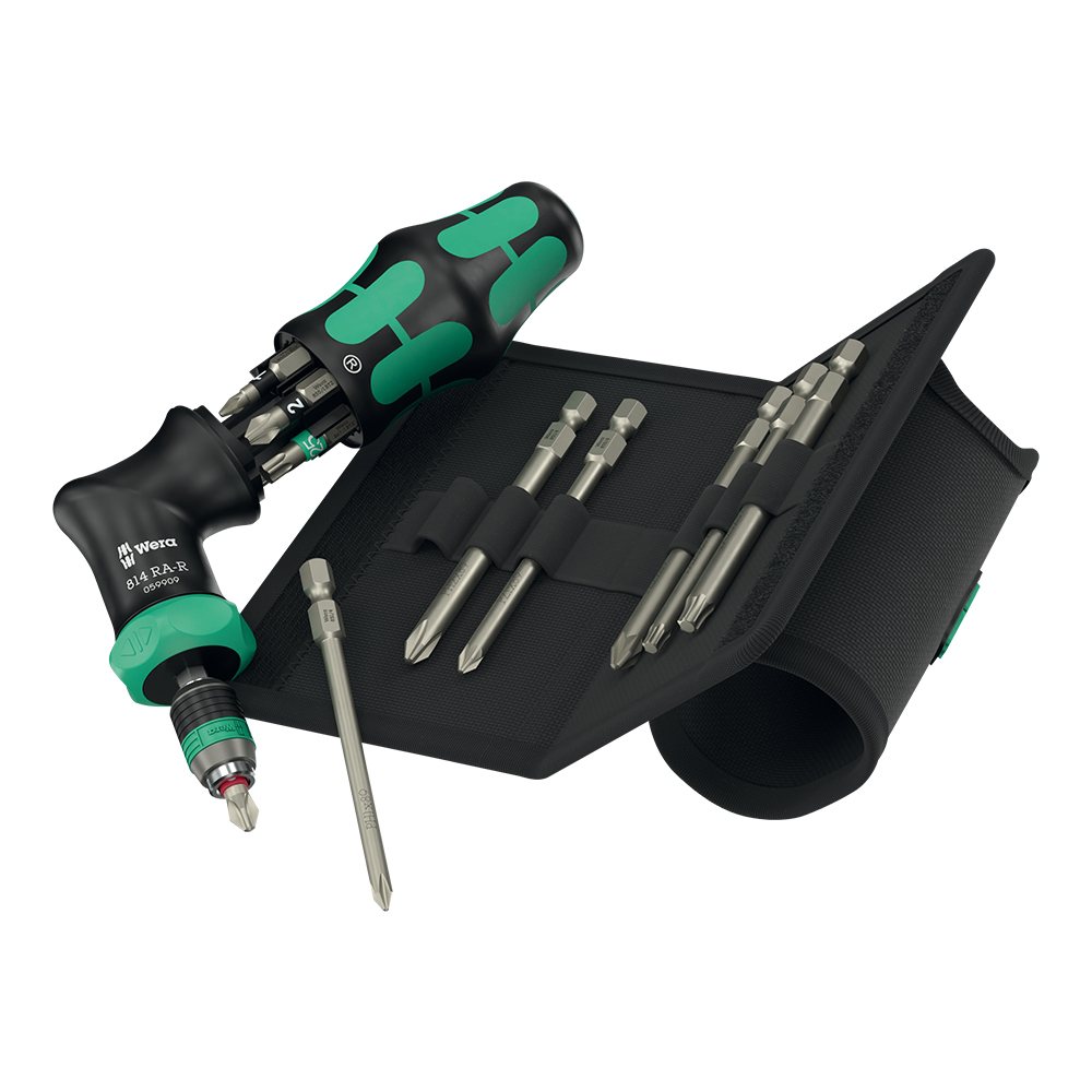 德國Wera棘輪槍型起⼦13件組-附腰帶包