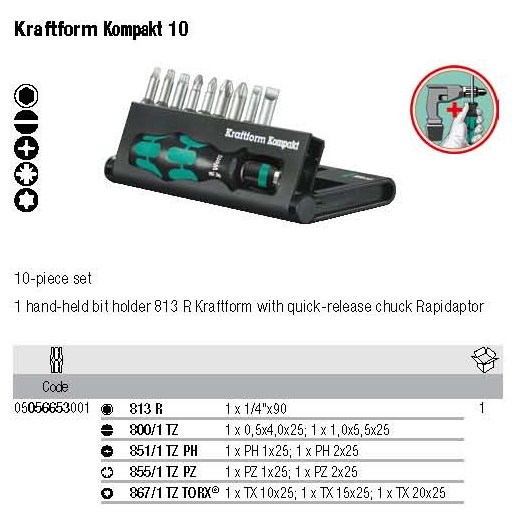 BỘ ĐẦU VÍT ĐA NĂNG KÈM CÁN VẶN 10 CHI TIẾT WERA 05056653001 - Foto 10